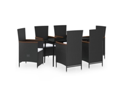 Maison Exclusive - 7 Pcs Conjunto De Jantar Para Jardim Com Almofadões Preto