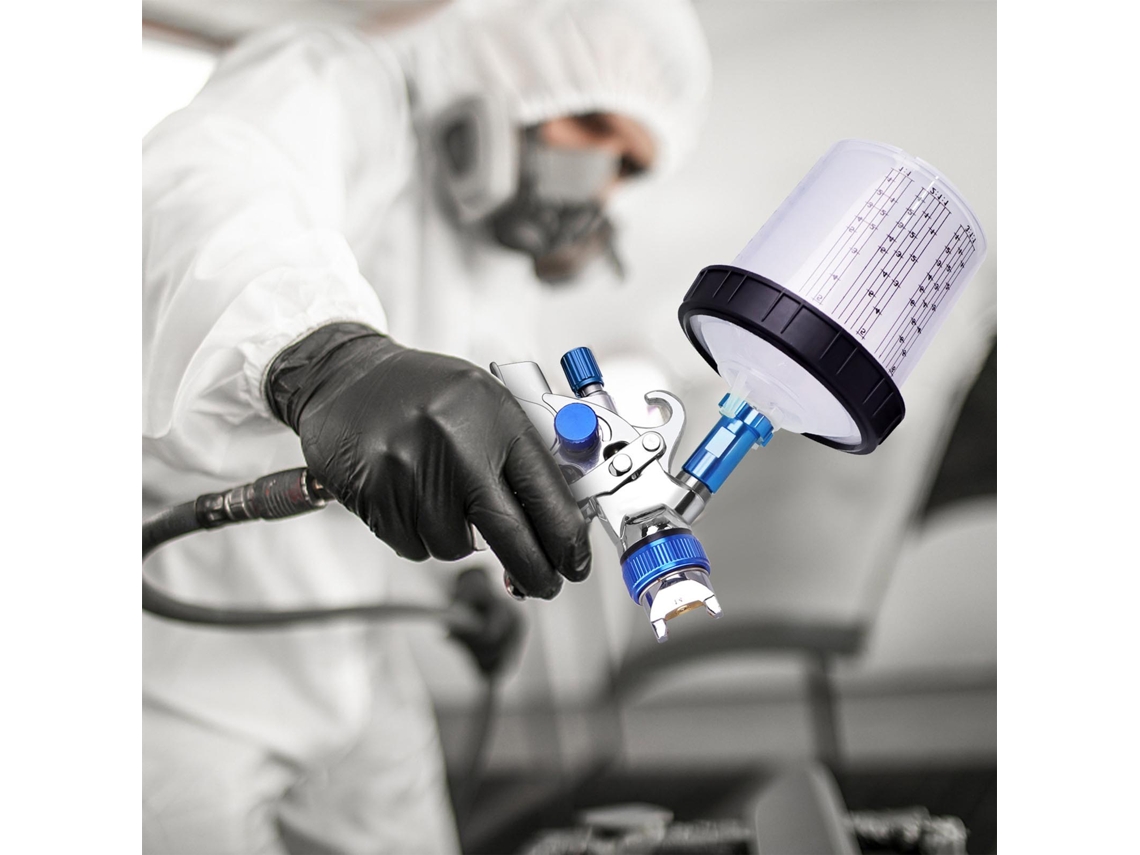 Cordless Portable Handheld Pneumatic Paint Spray Gun (600ml Cup, Adjustable Valve) Eoocoo