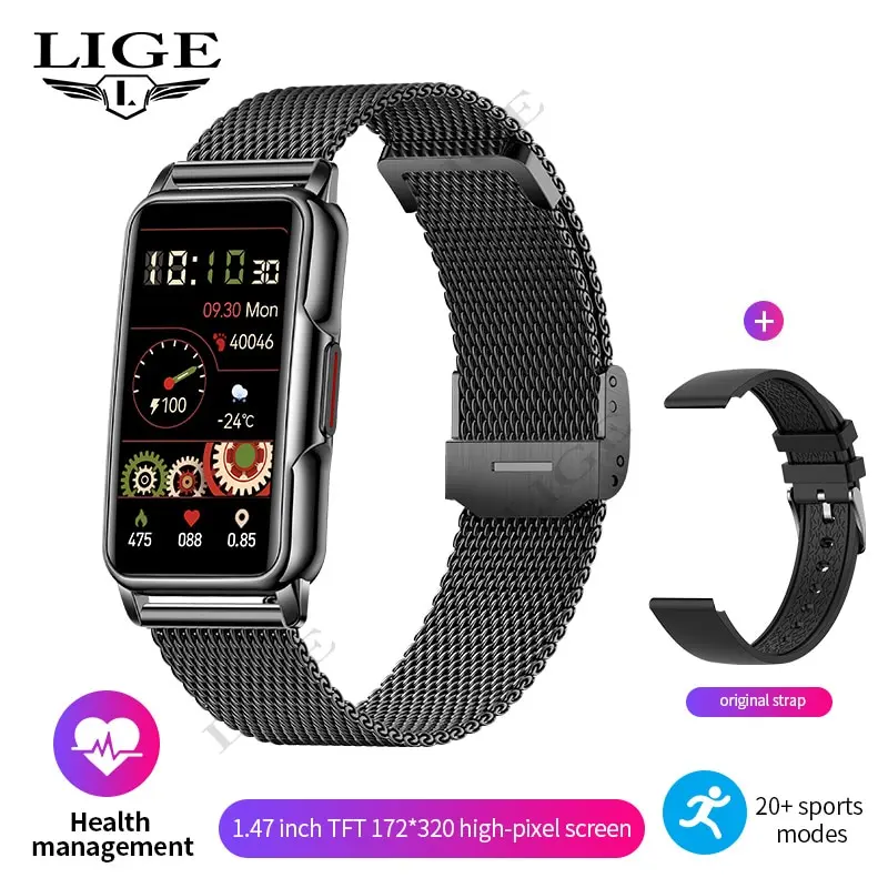 (cinto De Malha Preto) Relógio Inteligente Tela De Toque Completo Bluetooth Chamada Impermeável Esportes Fitness Tracker