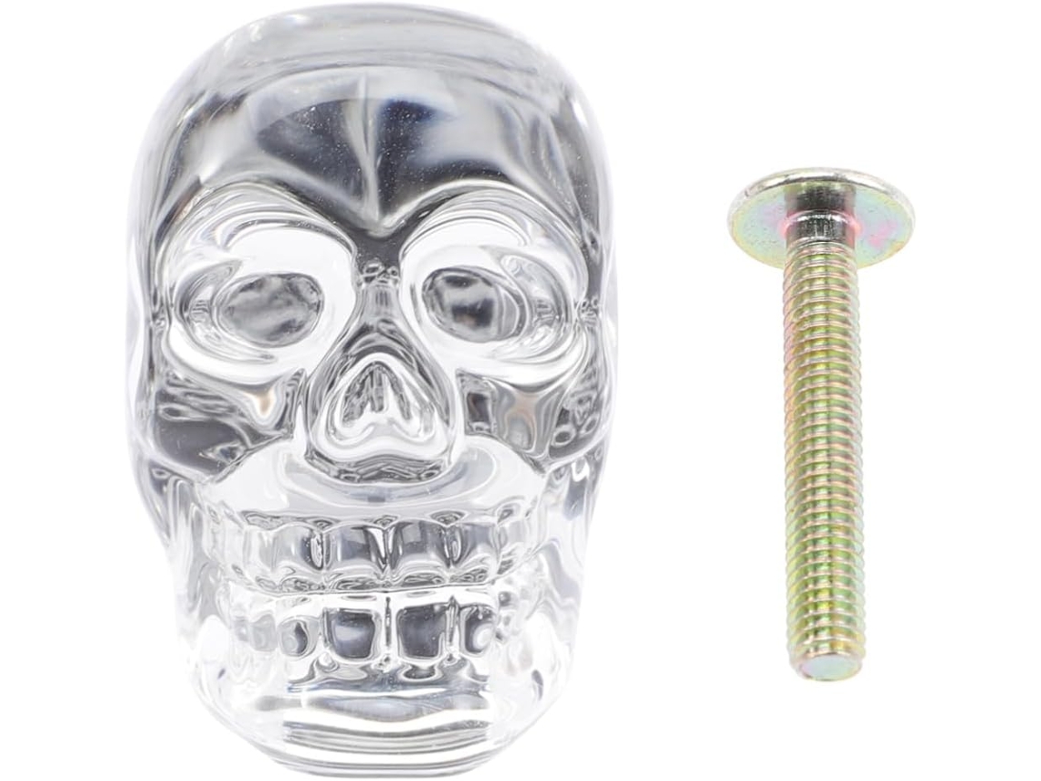 Puxador Decorativo Em Vidro Com Cabeça De Caveira Angooily 2 Peças Para Armário, Porta De Guarda Roupa, Cozinha E Quarto