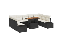 Conjunto 10 Conjunto De Jantar Ao Ar Livre Vidaxl Preto Vime Pe (100 X 55 X 73 Cm)
