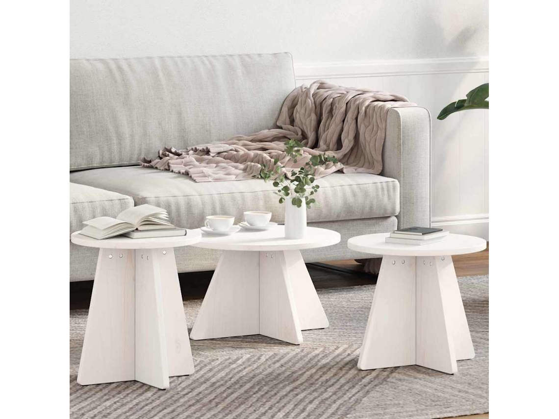 Vidaxl Mesa De Centro 3 Unid. Branco 49 X 49 X 30 Cm