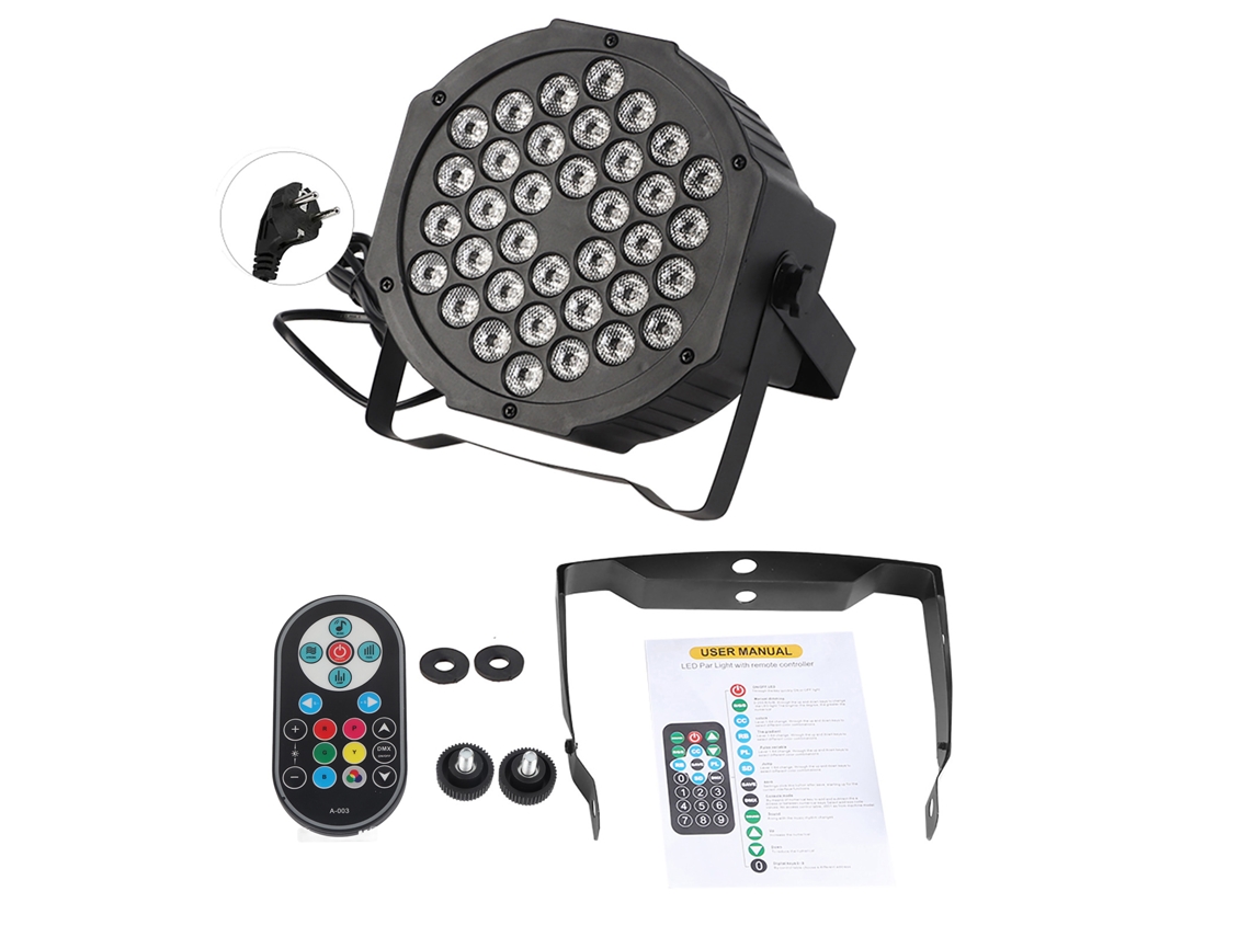 Luz De Palco Rgb 72w 36led Dmx512 Com Controle Remoto Para Festa, Discoteca, Lâmpada Para Clube, Plugue Ue 110v-240v