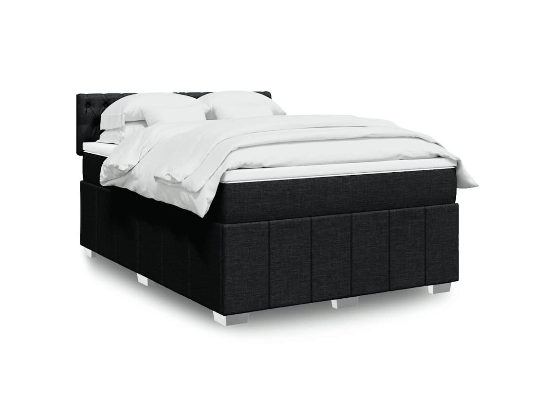 Vidaxl Cama com Molas/colchão 140x190 Cm Tecido Preto