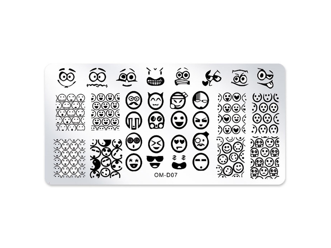 Placa De Estampagem Para Unhas Retangular Com Padrões De Geometria Vegetal Om-d07 - Decoração De Unhas