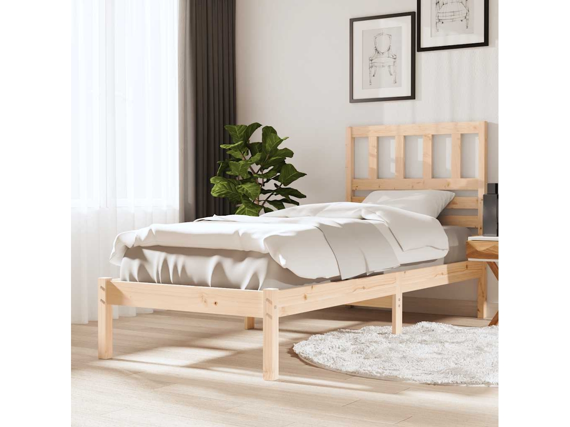 Vidaxl Estrutura De Cama De Solteiro Pequena 75x190 Cm Pinho Maciço