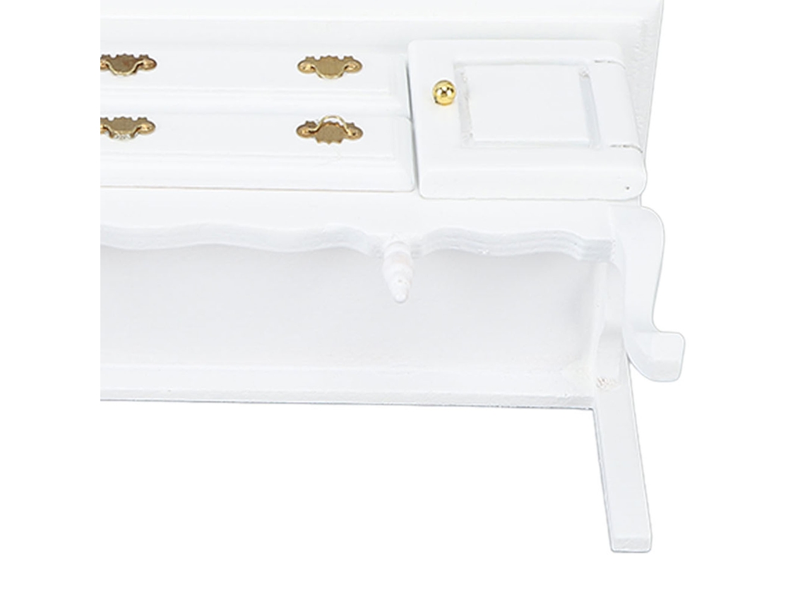 Armário Miniatura De Madeira 1/12 Casa De Bonecas Com Portas E Gavetas Abertas Branco