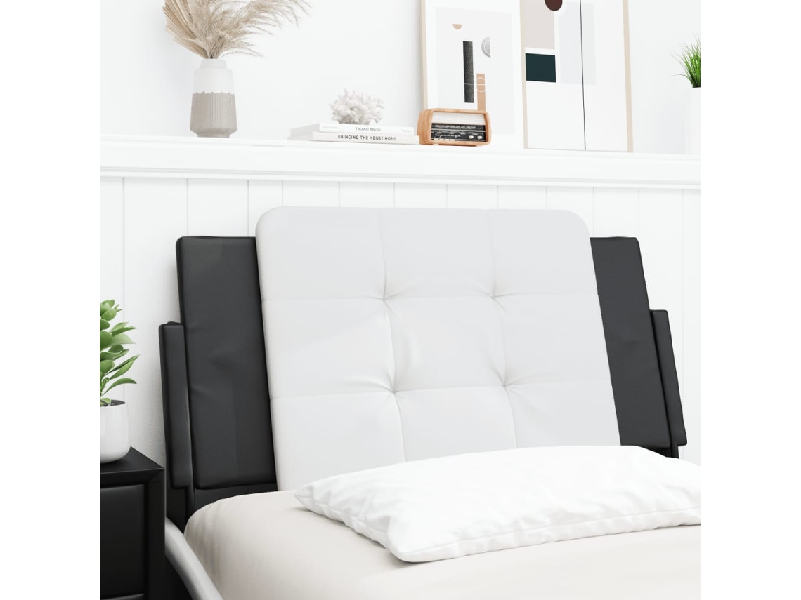 Vidaxl Almofadão De Cabeceira Zadar 100 Cm Couro Artificial Preto E Branco