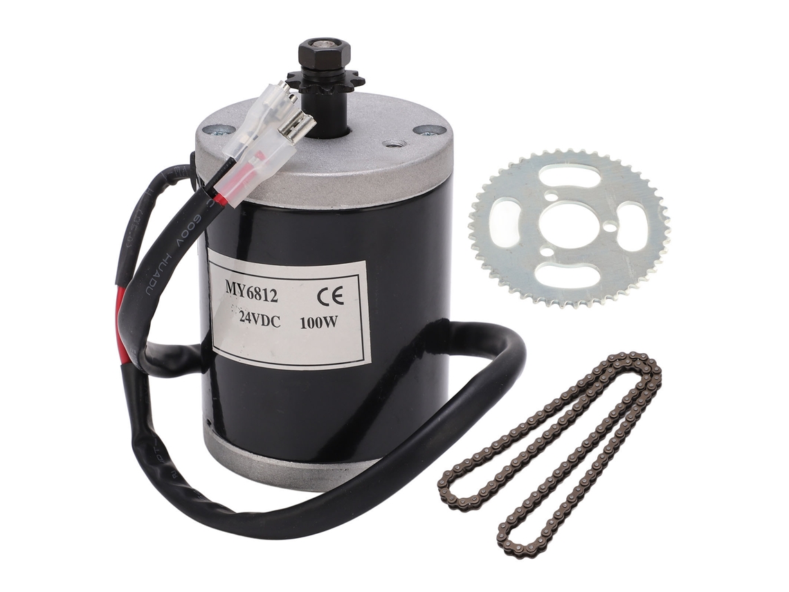 Kit de motor de corrente contínua para bicicleta elétrica com escovas, 24v 100w, conversão de moto e patinete, alta velocidade, baixo ruído