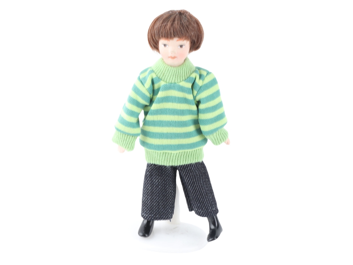 Primerox boneco Menino em Miniatura 1:12 Cerâmica com Membros Móveis para Decoração de Casinha de Bonecas