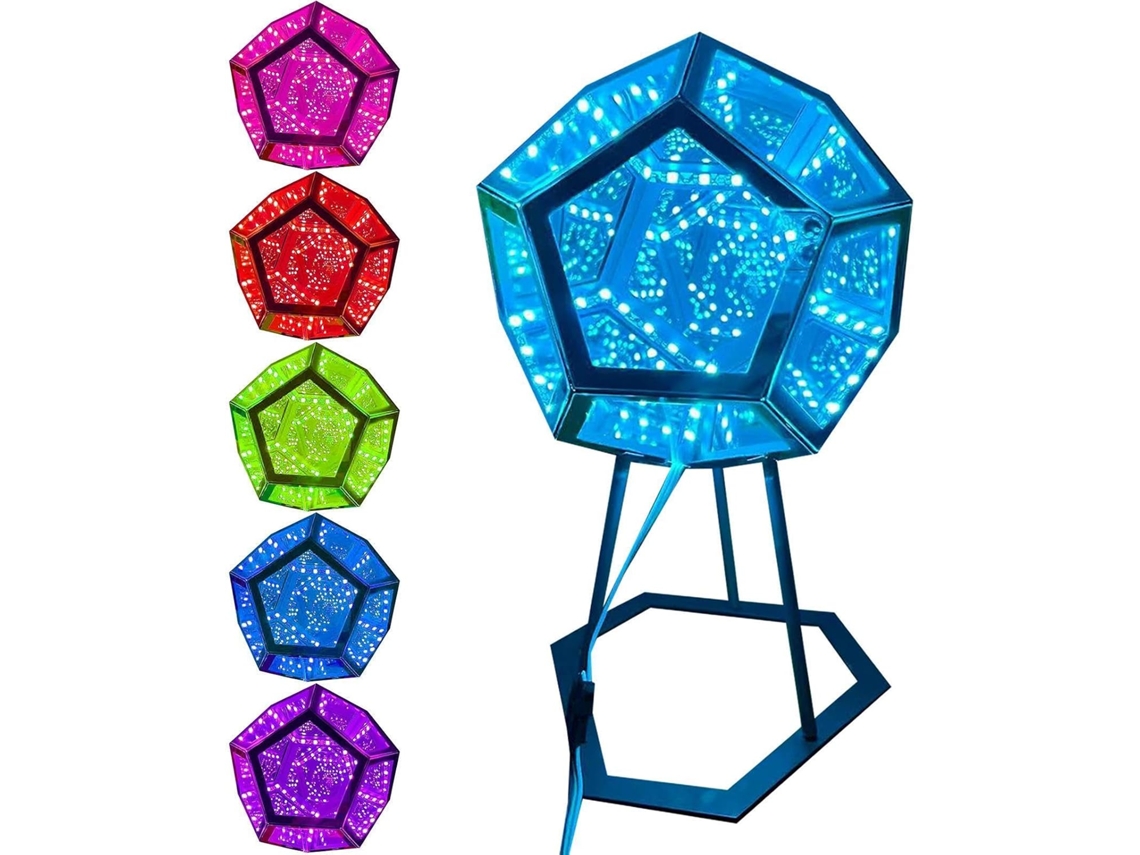 Luminária de mesa com prisma rômbico infinito - estilo artístico