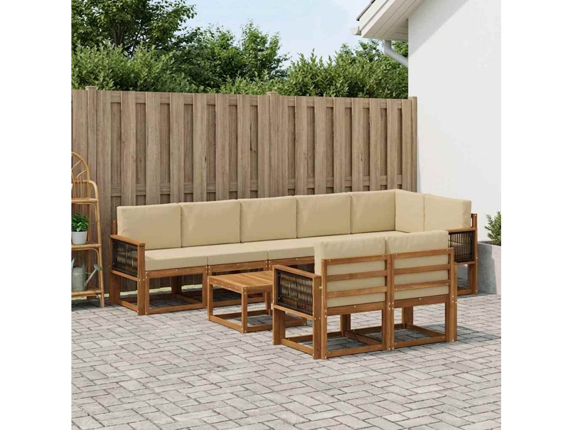 Vidaxl Conjunto De Sofás Para Exterior 9 Unid. Natural E Bege