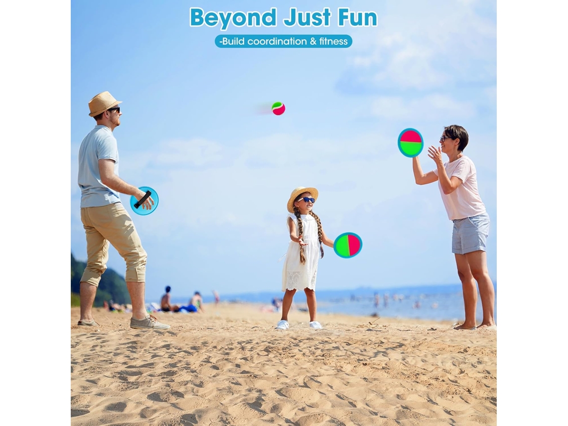 Jogo De Arremesso E Captura Bolas Para Praia, Piscina Atividades Ao Ar Livre. Inclui 4 Raquetes 2 Bolas. -aquaforge