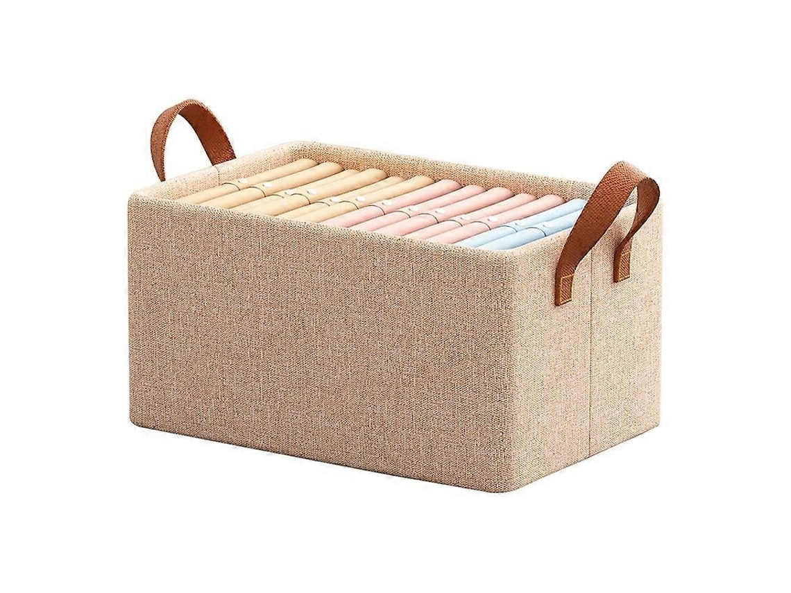 Caixa De Armazenamento Dobrável Tipo B De 12 L Com Estrutura De Metal E Linho Sintético Para Guarda Roupa. Olysi Shop