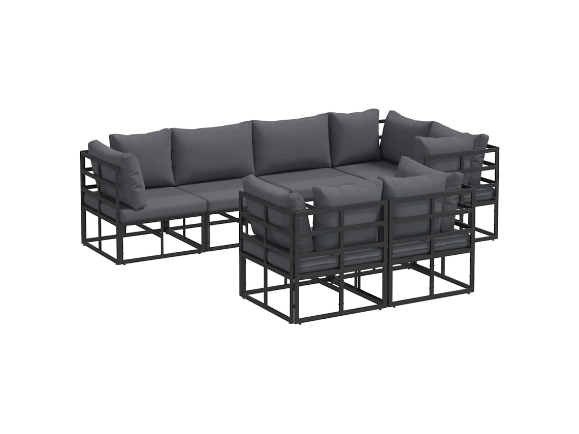 Maison Exclusive - Conjunto De Sofá De Jardim 7 Unid. Preto Aço