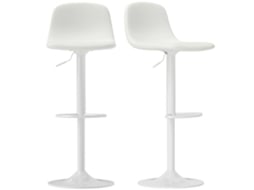 Conjunto de Bancos Altos Couro Pu e Aço Cor Branco 40,5x44x84-104 cm Homcom