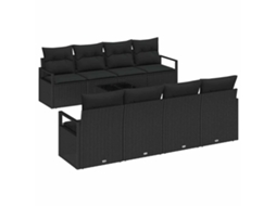 Maison Exclusive - Conjunto De Sofá De Jardim Com Almofada 9 Pcs Preto Vime Pe