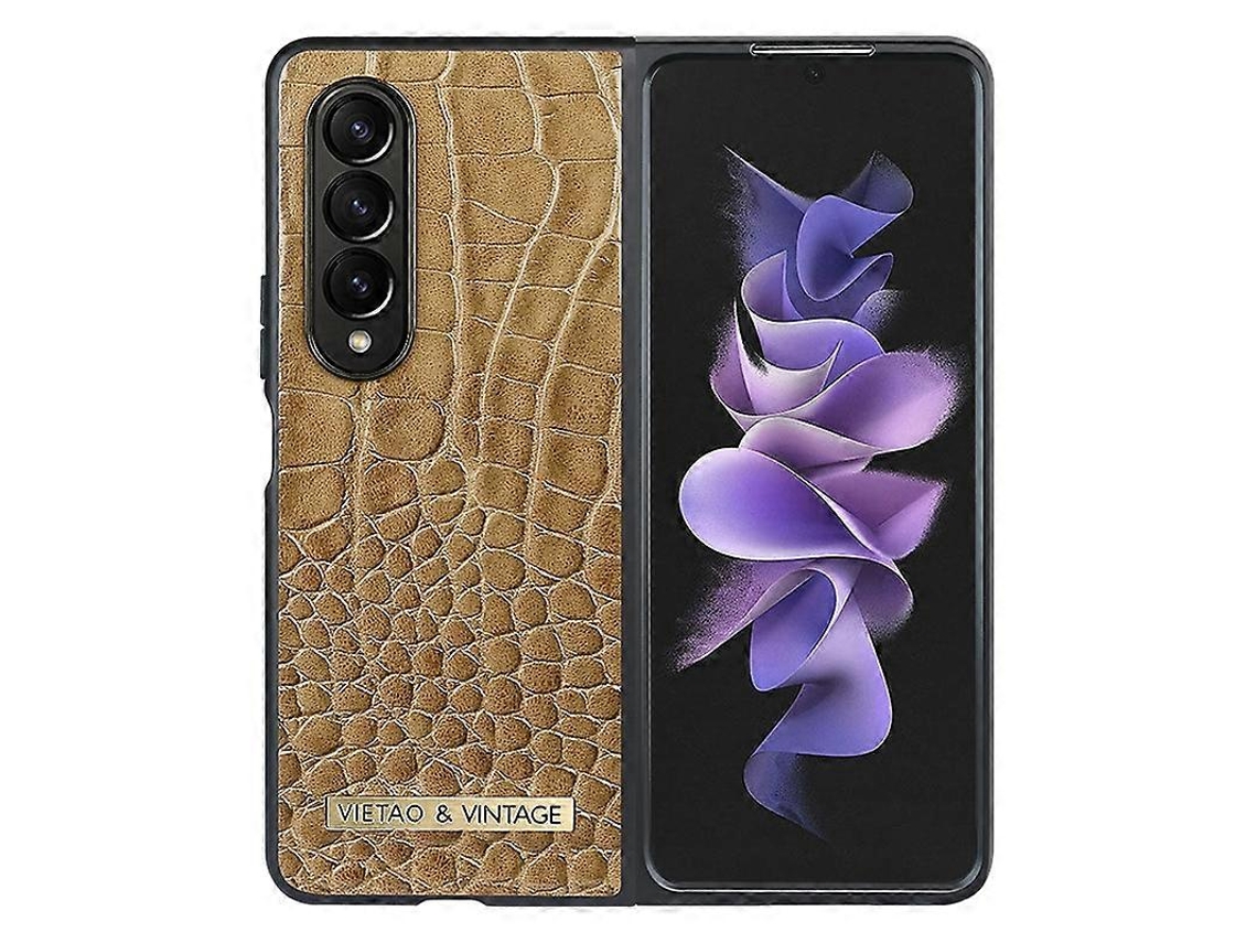Capa Para Celular Vietao Em Couro Pu Com Textura De Crocodilo Para Samsung Galaxy Z Fold4
