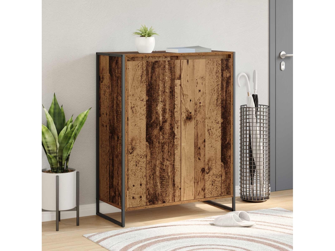 Vidaxl Armário De Sapatos Com Porta Madeira Antiga 79 X 36 X 100 Cm