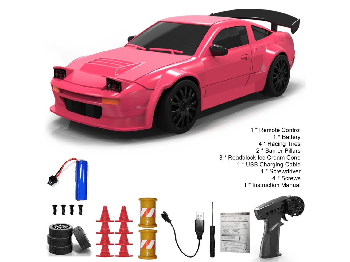 Carro Controle Remoto 2.4ghz 1:24 4wd Com Luzes Led Pneus De Corrida Brinquedo Para Crianças Meninos Meninas
