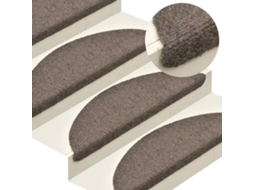 Vidaxl Tapetes De Escada Autoadesivos 10 Peças 65x21x4 Cm Bege Semicircular Grande