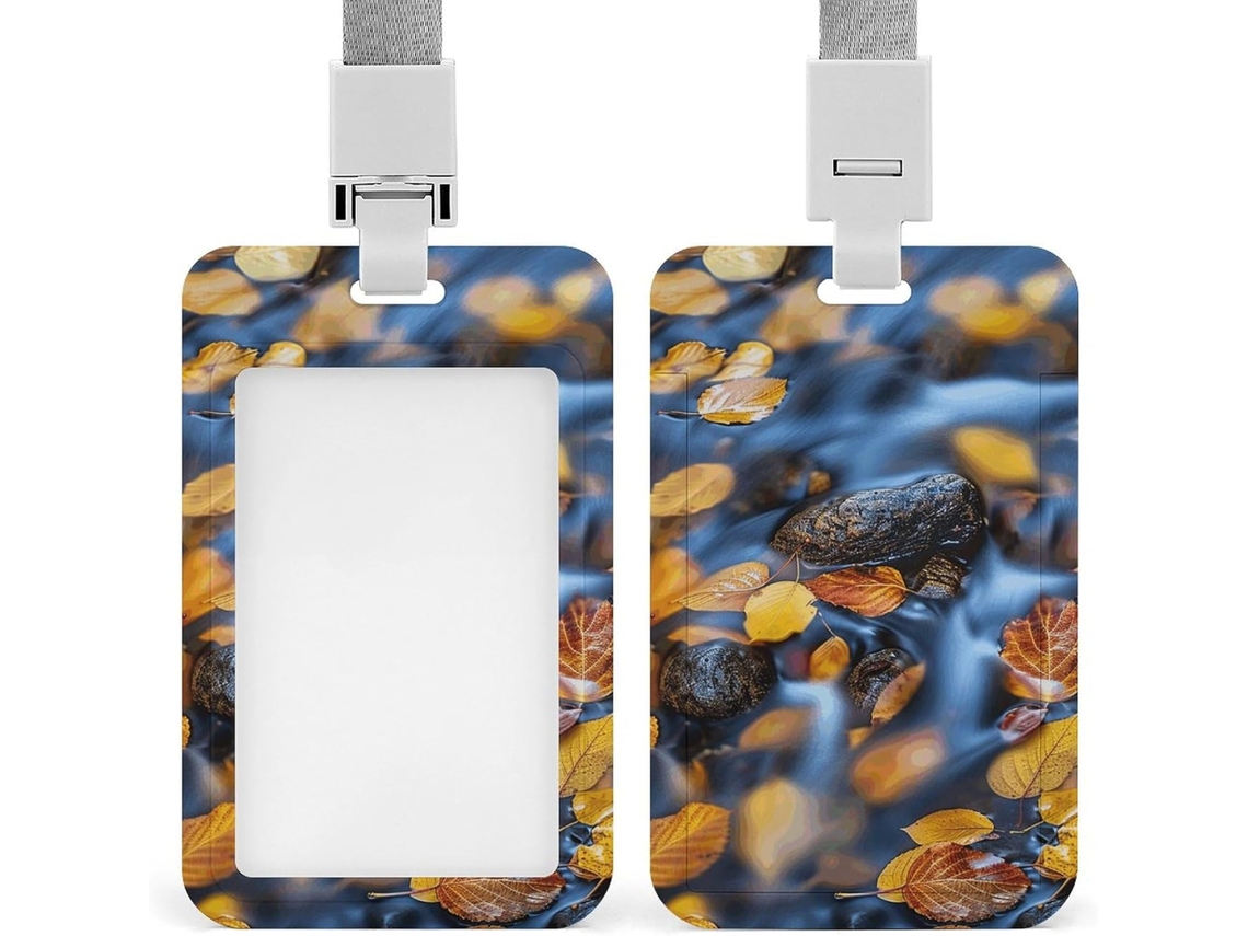 Clipe Crachá, Porta Crachá Estampado Com Desenhos Fofos De Pedras E Galhos, Con Cordão, Porta Cartão De