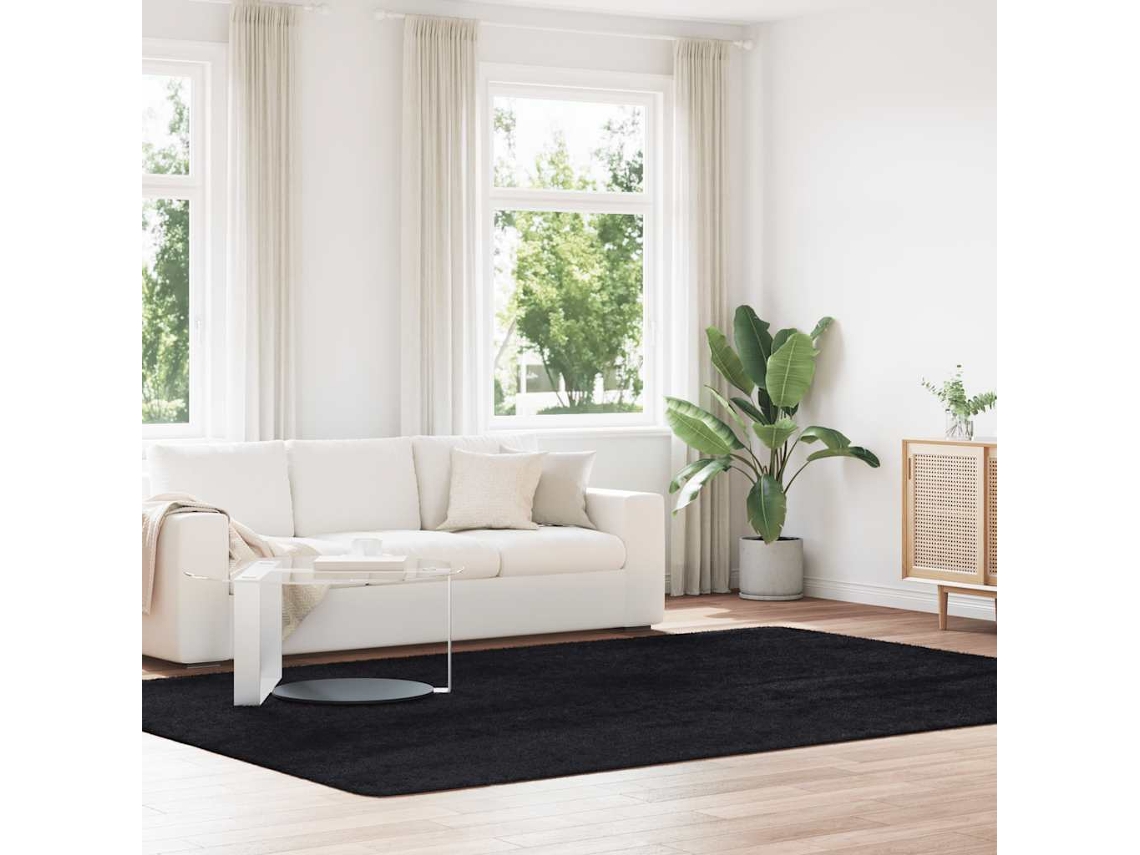 Vidaxl Tapete Shaggy De Pelo Alto Navarra 240x340 Cm Poliéster Preto
