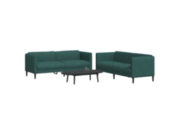 Vidaxl 2 Pcs Conjunto De Sofás Tecido Verde-escuro