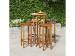 Vidaxl 5 Pcs Conjunto De Bar Para Jardim Madeira De Acácia Maciça