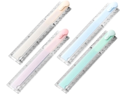 Régua Dobrável Pretyzoom de 30 cm para Desenho Preciso e Medição Exata, Plástico Transparente, Conjunto de 4 Peças, Ideal