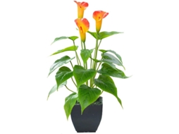 Planta Artificial Calla Lily Vasinho Pequeno Decoração Casa Escritório Laranja Nova Line S/MARCA