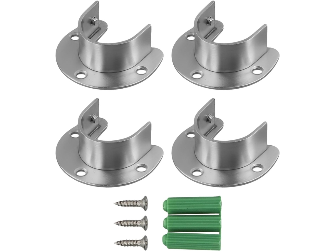 Kit De Flanges Para Varão Suporte Tubo Redondo Em Aço Inoxidável Com Design Montagem 3 Furos Guarda Roupa Ou Armário