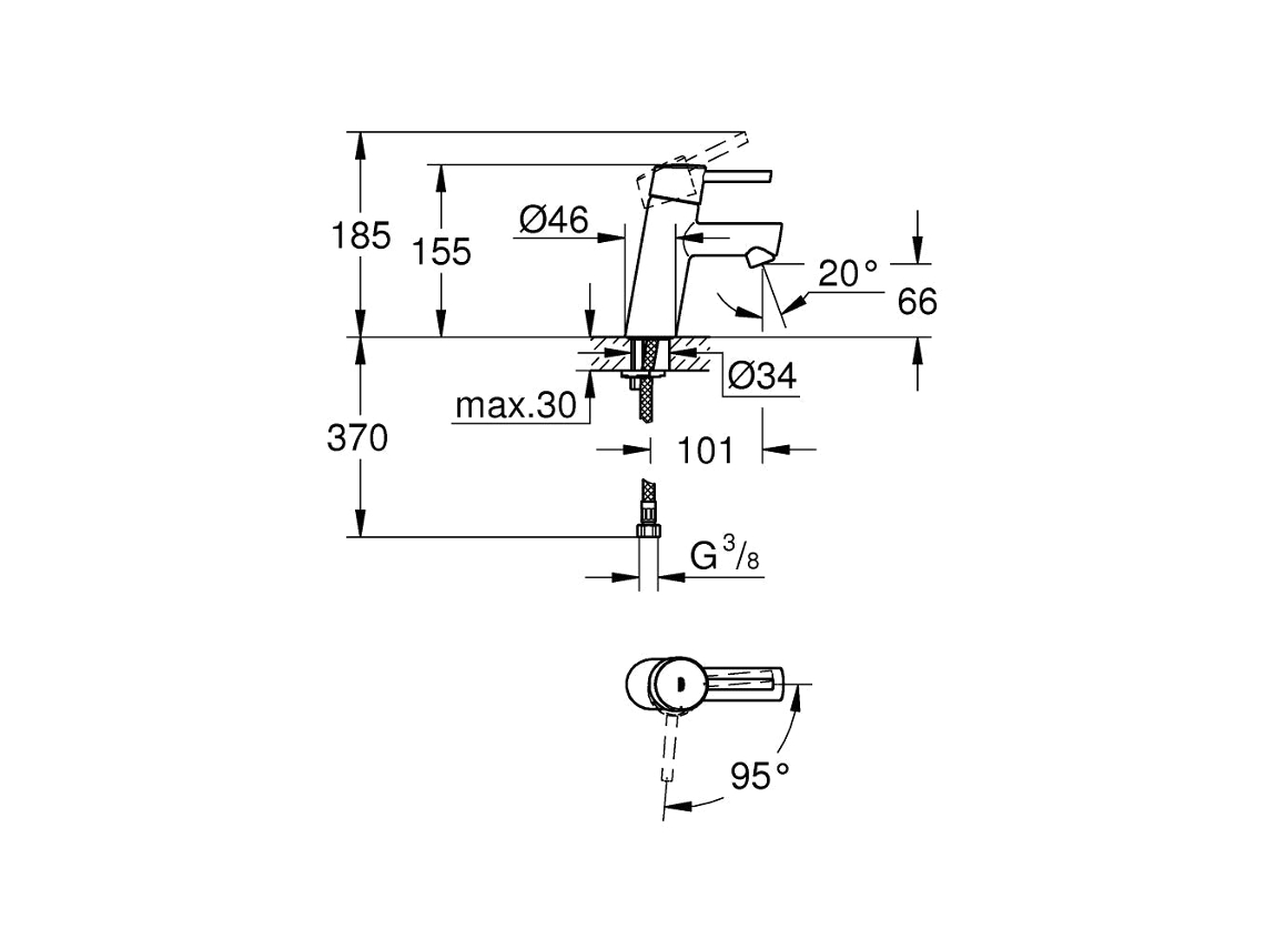 Grohe 23 385 10e Concetto Grifo Monomando De Lavabo S Cromo