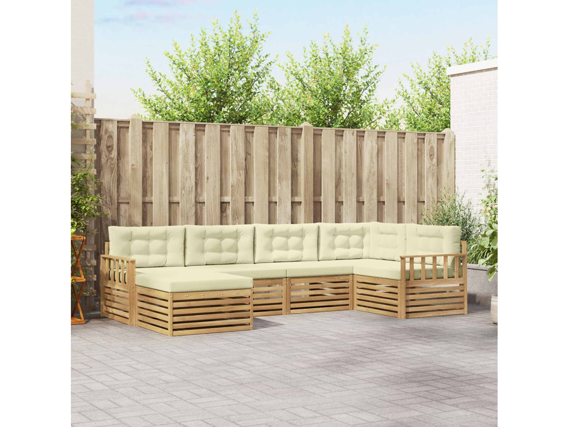 Vidaxl Conjunto De Sofás Para Exterior 6 Unid. Branco E Creme