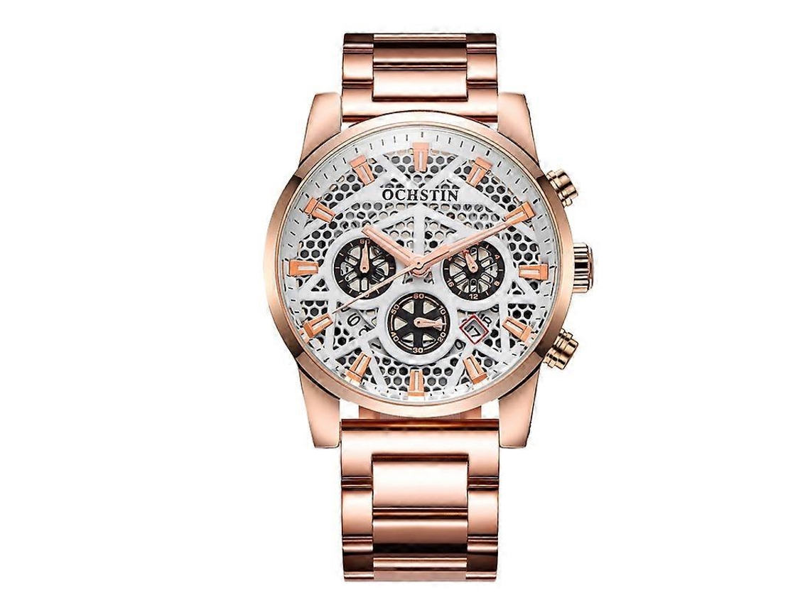 Relógio Masculino Multifuncional Ochstin 7241 Com Pulseira De Aço E Mecanismo De Quartzo À Prova D'água.