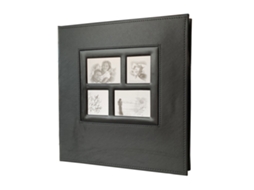 7.9in Interstitial Photo Album For 400pcs Pictures Pu Leather Family Couple Baby Photo Book 34.5x36.5x5.5cm Plain Grain Black LAXISCREED