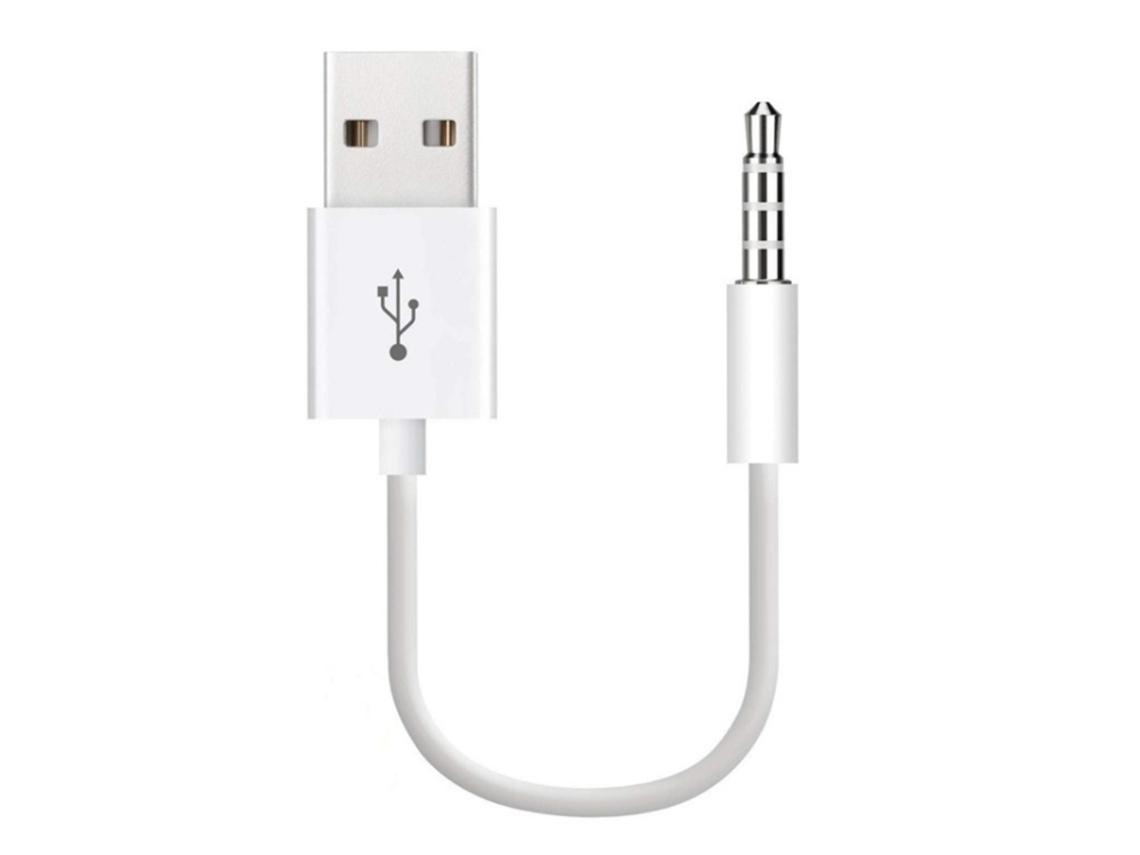 Usb a 3.5mm Jack Data Sync Charge Cabo para Ipod Shuffle 1ª a 6ª geração, 10cm branco XIAOMOYU