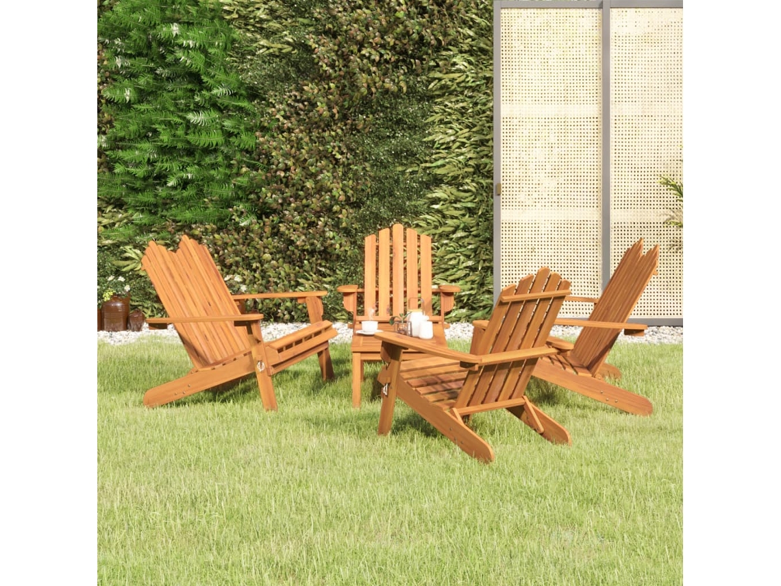5 Pcs Conjunto Lounge De Jardim Adirondack Acácia Maciça Dkd Home Decor