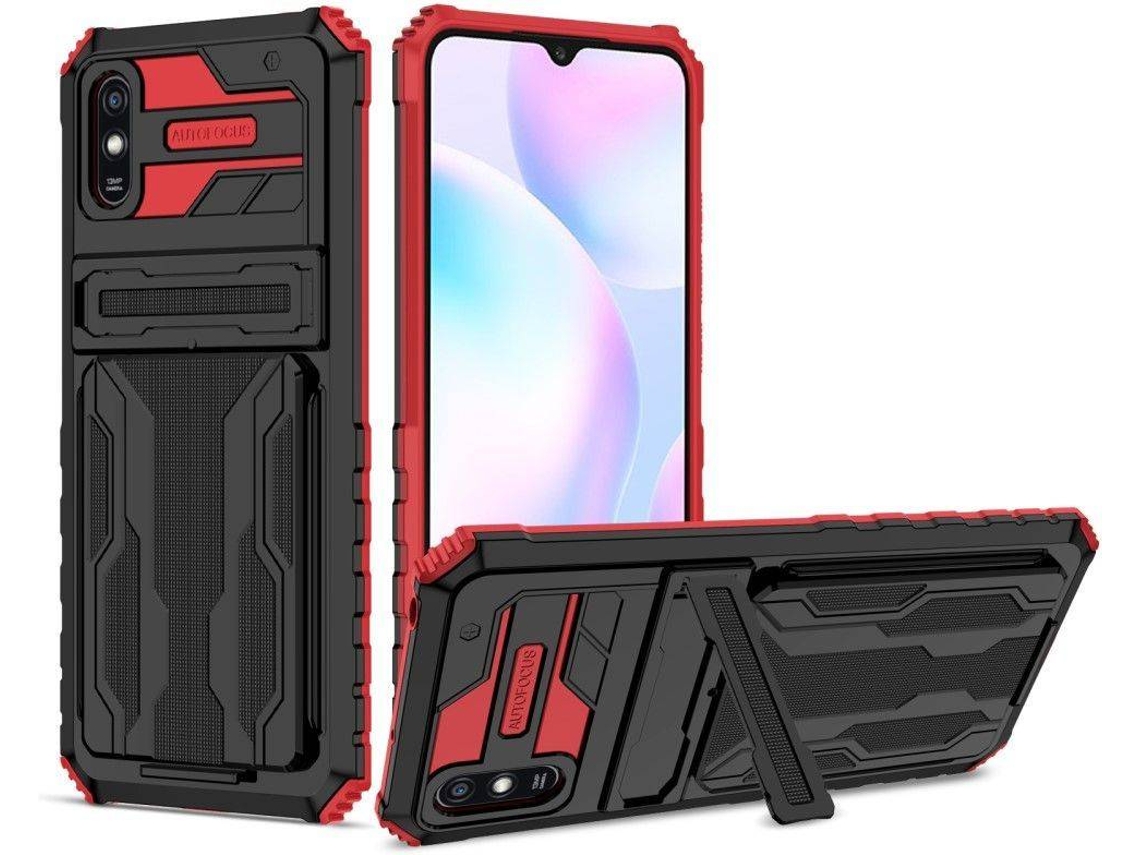 Capa Xiaomi Redmi 9A HFS-HOUSE com Suporte (Vermelho)