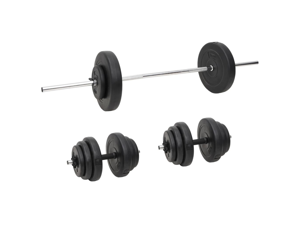 Barbell With Plate, Barbells With Plates Vidaxl Preto Aço (n/a)