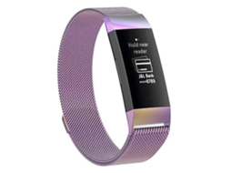 Lurelia Pulseira Magnética De Aço Inoxidável Com Luz Colorida, Compatível Fitbit Charge 3, Acabamento Moderno