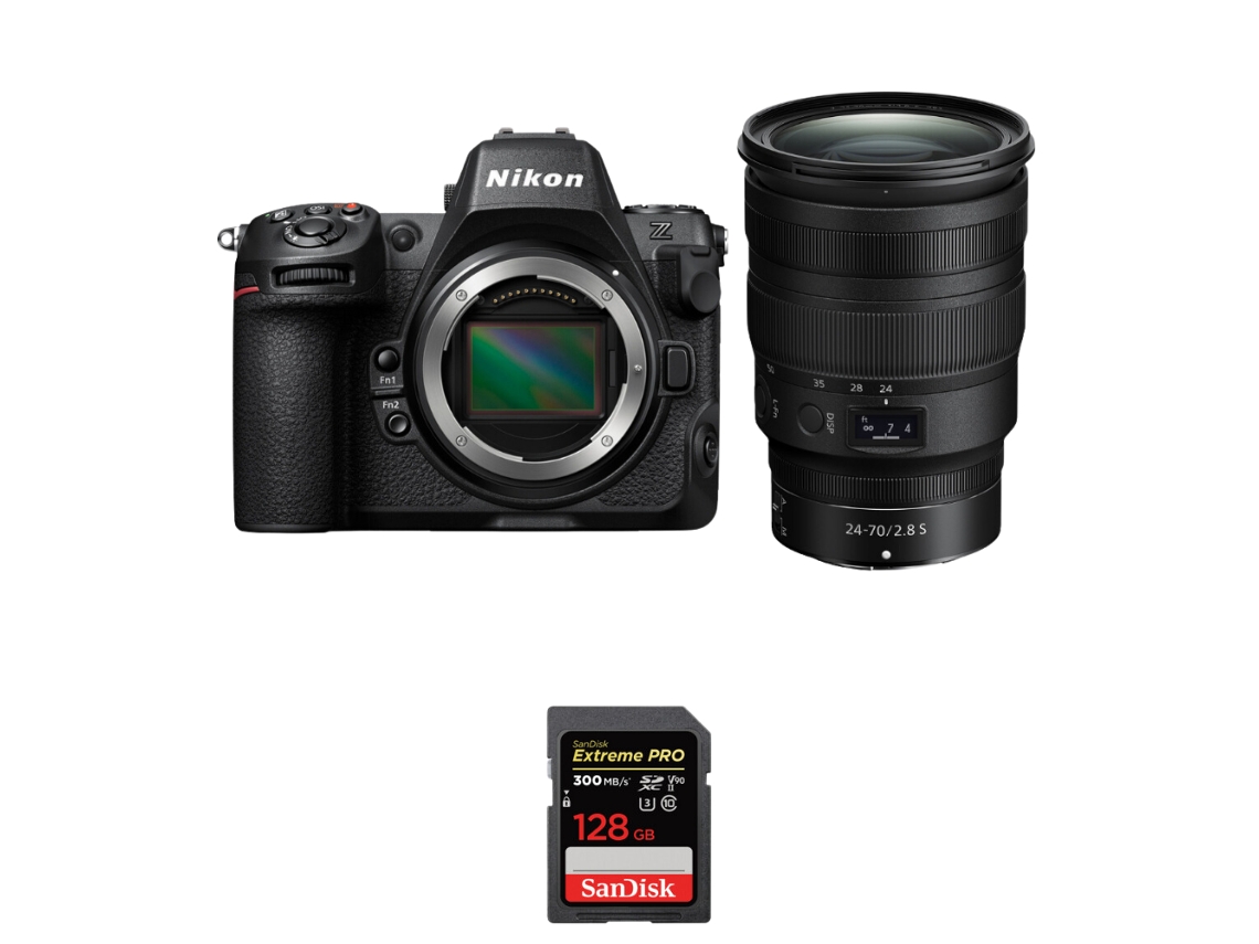 Z8 + Z 24 70mm F/2.8 S + 1 Sandisk 128gb Uhs ii 300mb/s Máquina Fotográfica Híbrida Full frame + Ebook “20 Dicas para Fotos Que Impressionam” NIKON