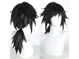Peruca De Cosplay Preta Espiculada Com Rabo De Cavalo Baixo, Ideal Para Personagens De Anime, Festas, Convenções E Eventos Temáticos
