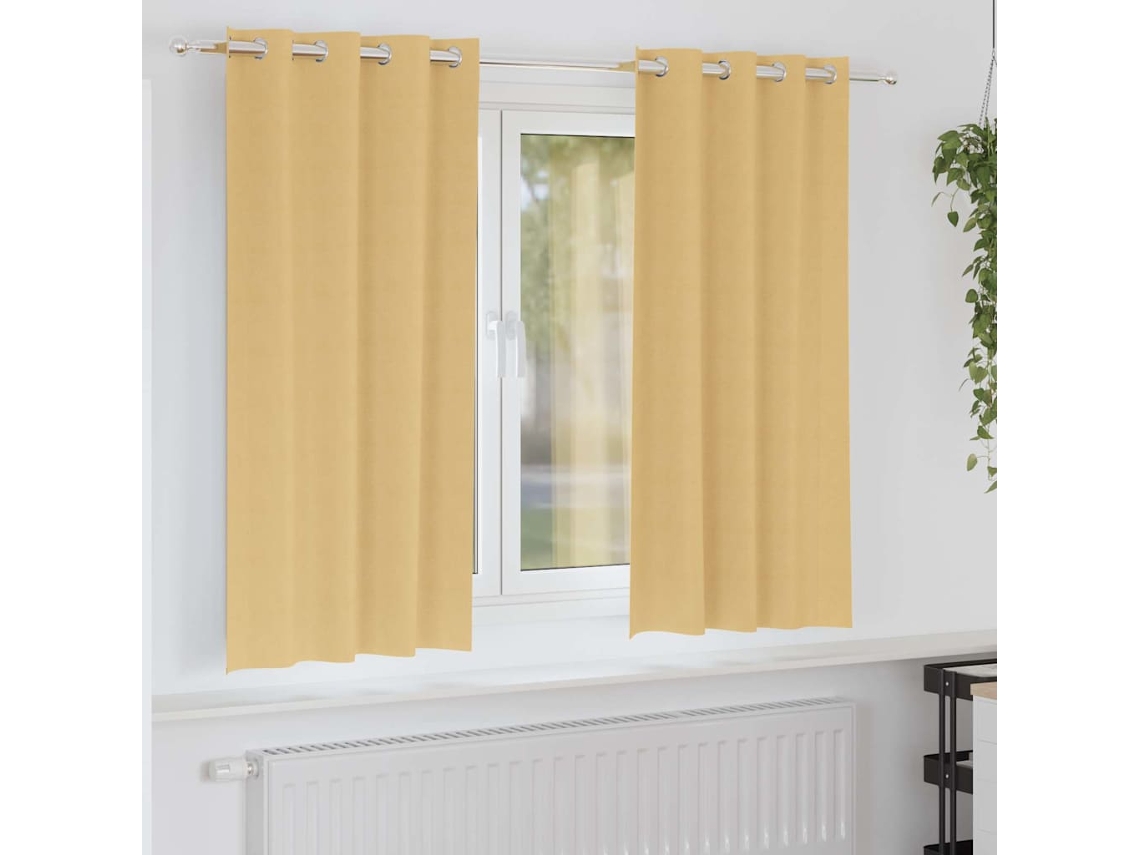 Vidaxl Cortinas Blackout Com Argolas 2 Unid. Bege 175 X 140 Cm