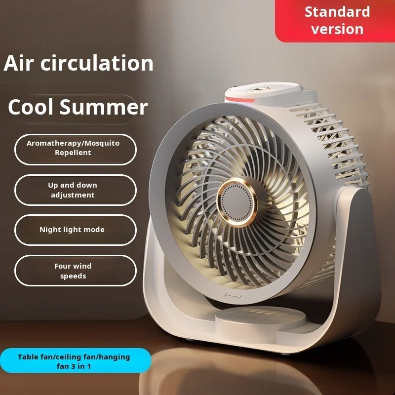 Ventilador de mesa inteligente, luz noturna ativada por voz, quatro velocidades ajustáveis, ventilador USB portátil