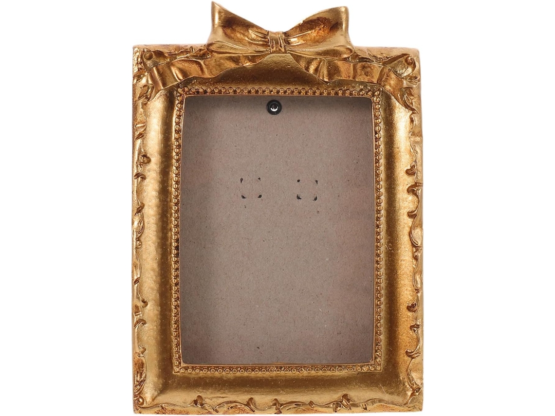 Conjunto 2 Porta Retratos Resina Dourada Estilo Europeu Elegante Design Vintage Moderno Resistente Ideal GOKOCO