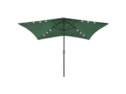 Vidaxl Guarda-sol De Jardim Com Luzes Led E Poste De Aço 2x3 M Verde