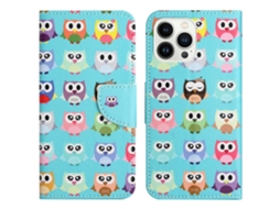 Capa Em Couro Pu Para Apple Iphone 16 Pro - Corujas