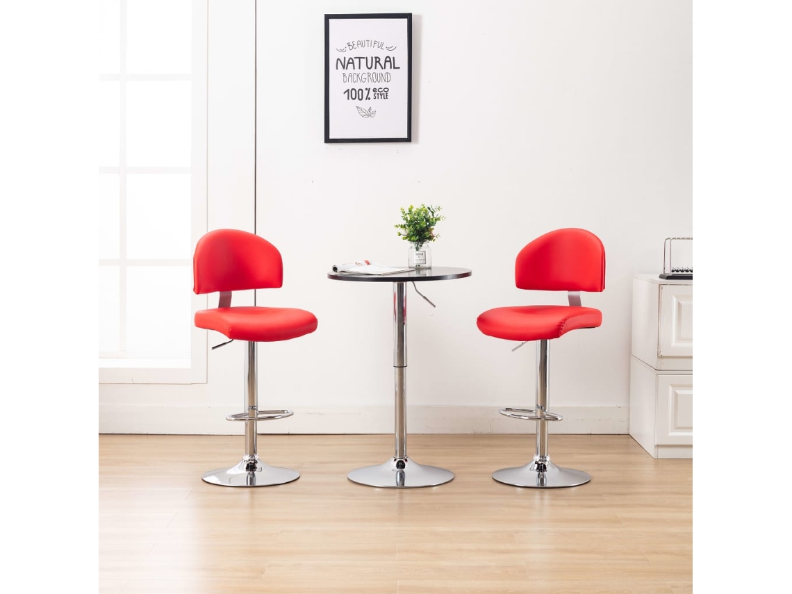 Vidaxl Bancos De Bar 2 Pcs Couro Artificial Vermelho