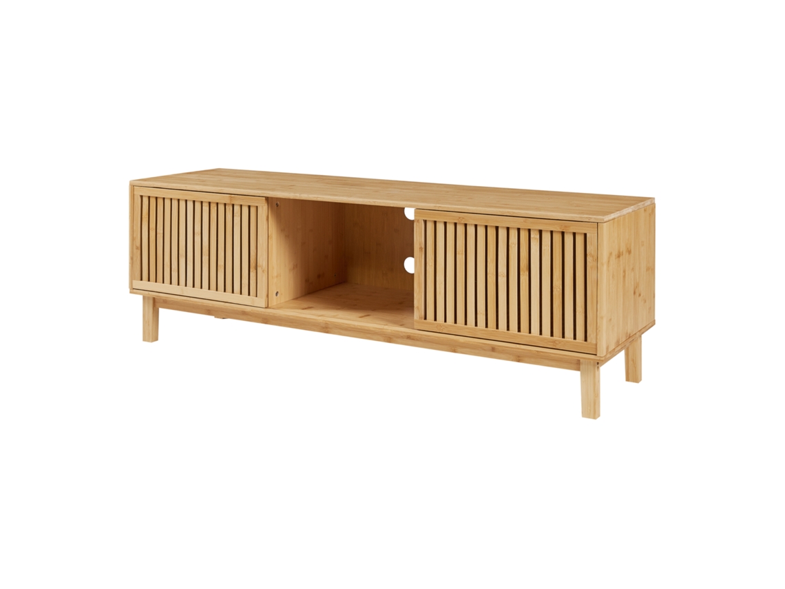 Suporte de TV Ypäjä com 2 portas de correr em bambu 150x42x50cm - Natural [EN.CASA]